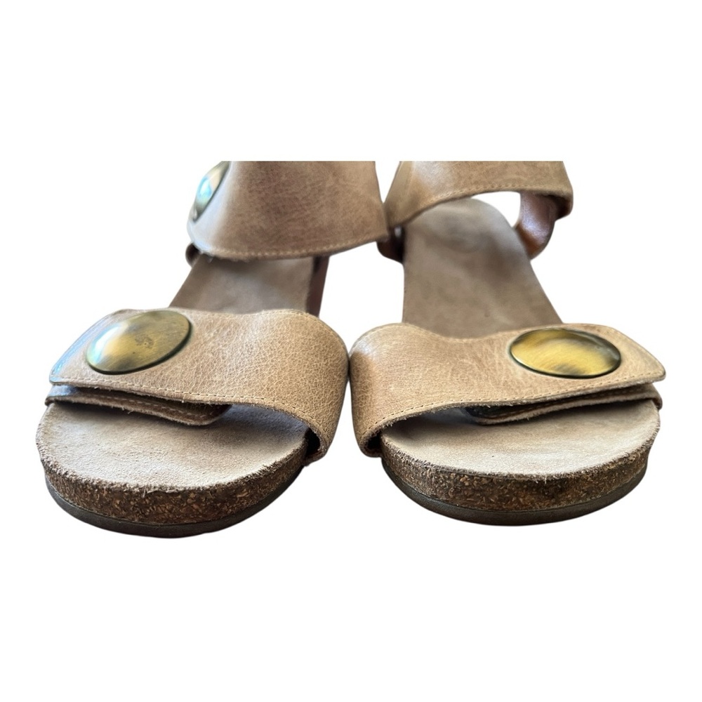 Taos Carousel Women's Tan Leather Wedge Adjustable Sandal Support Sz 9 - 9.5 - Picture 5 of 10